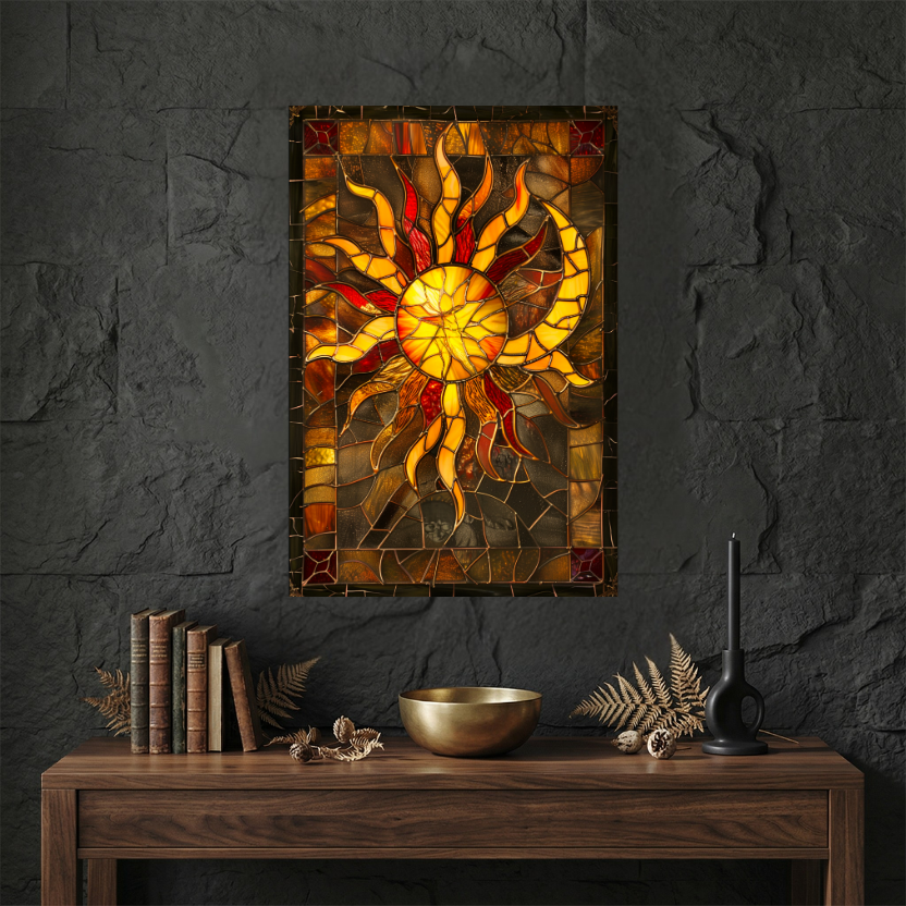 Sun & Moon – Stained Glass Style Metal Wall Art