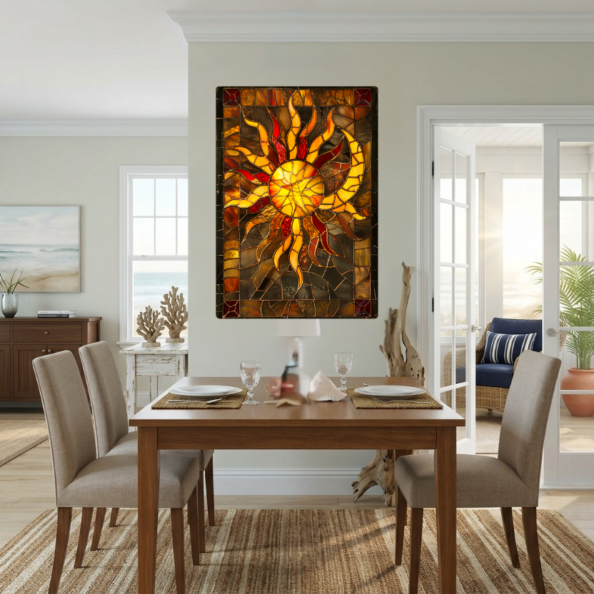 Sun & Moon – Stained Glass Style Metal Wall Art