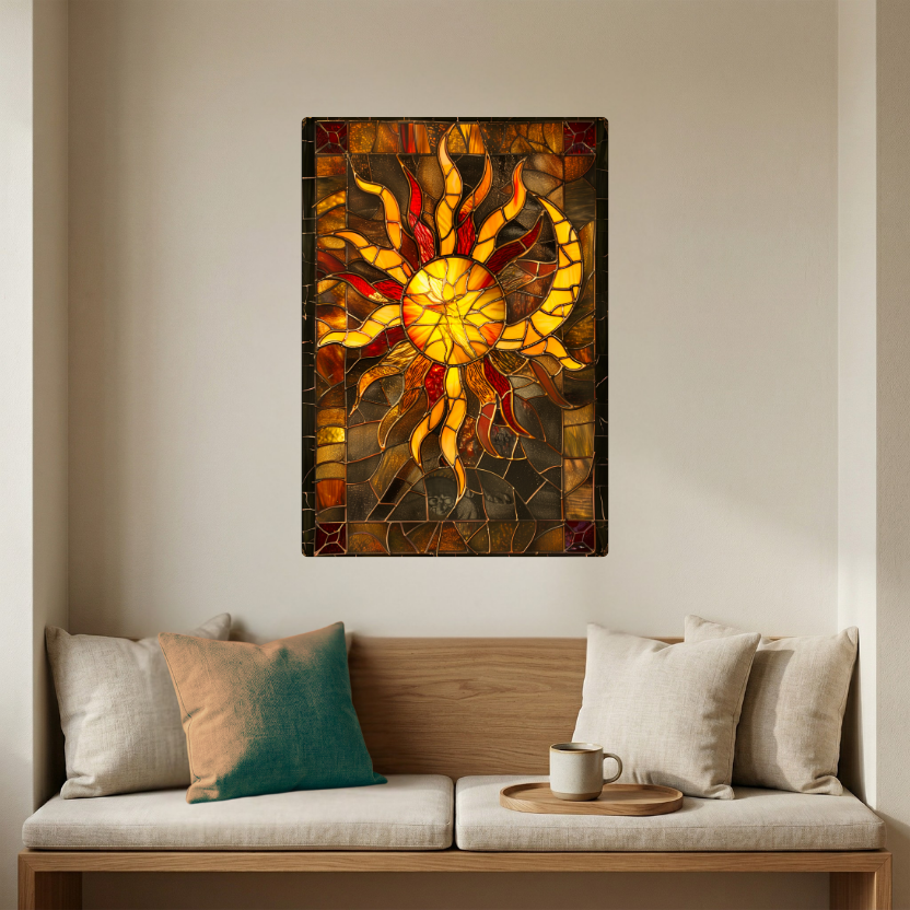 Sun & Moon – Stained Glass Style Metal Wall Art