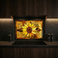 Sunflower Metal Kitchen Backsplash Panel, Stained Glass Inspired Wall Art