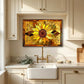 Sunflower Metal Kitchen Backsplash Panel, Stained Glass Inspired Wall Art