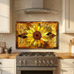 Sunflower Metal Kitchen Backsplash Panel, Stained Glass Inspired Wall Art