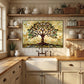 Tree of Life Metal Kitchen Backsplash Panel, Stained Glass Inspired Wall Art