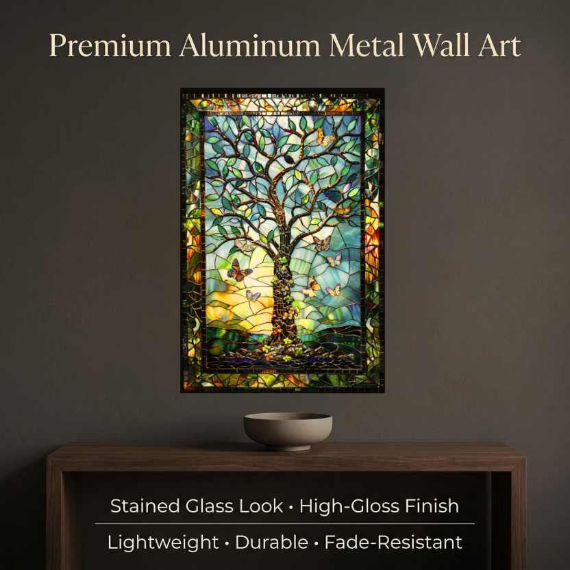 Tree of Life – Stained Glass Style Metal Wall Art