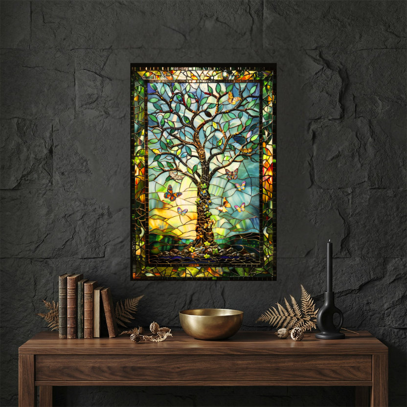 Tree of Life – Stained Glass Style Metal Wall Art