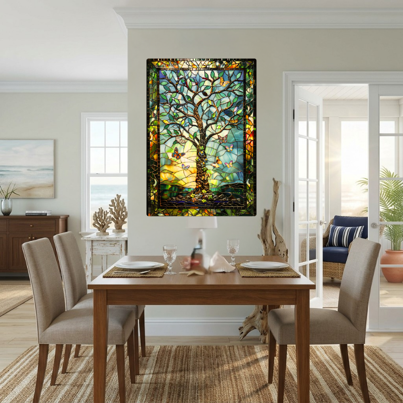 Tree of Life – Stained Glass Style Metal Wall Art