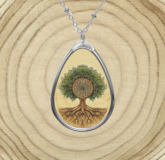 Tree of Life Oval Necklace | Inspirational Jewelry, Natural Stone Pendant, Meaningful Gift, Nature Lover Accessories, Reiki Healing