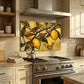 Tuscan Lemon Metal Kitchen Backsplash Panel, Stained Glass Look Art
