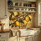 Tuscan Lemon Metal Kitchen Backsplash Panel, Stained Glass Look Art