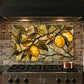 Tuscan Lemon Metal Kitchen Backsplash Panel, Stained Glass Look Art
