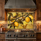 Tuscan Lemon Metal Kitchen Backsplash Panel, Stained Glass Look Art