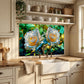 White Rose Metal Kitchen Backsplash Panel, Stained Glass Inspired Wall Art