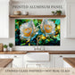 White Rose Metal Kitchen Backsplash Panel, Stained Glass Inspired Wall Art