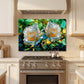 White Rose Metal Kitchen Backsplash Panel, Stained Glass Inspired Wall Art
