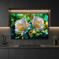White Rose Metal Kitchen Backsplash Panel, Stained Glass Inspired Wall Art