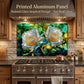 White Rose Metal Kitchen Backsplash Panel, Stained Glass Inspired Wall Art