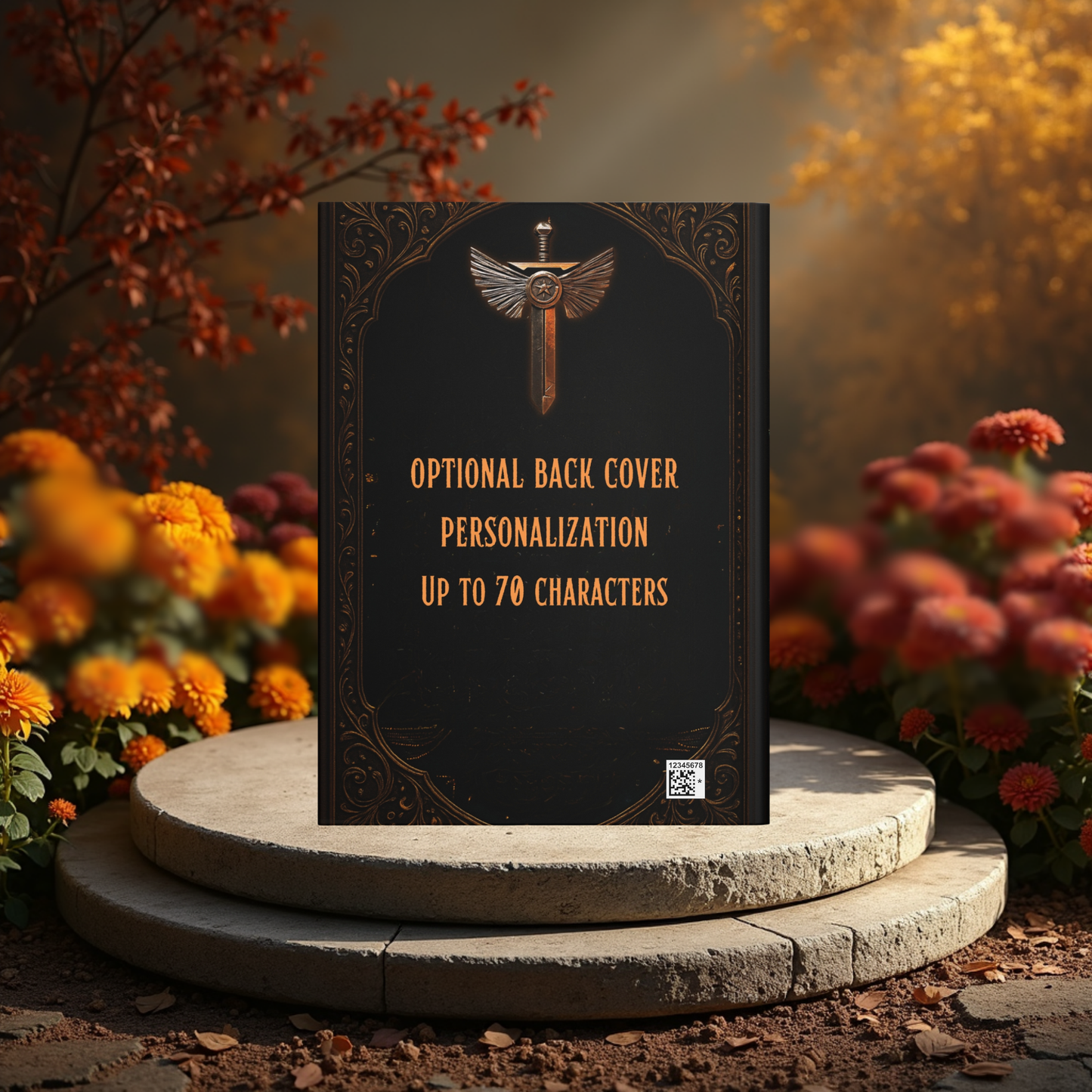 Winged Sword Journal – Fantasy RPG Notebook, Medieval Warrior Diary, Personalized Hardcover Journal, Gothic Book of Courage