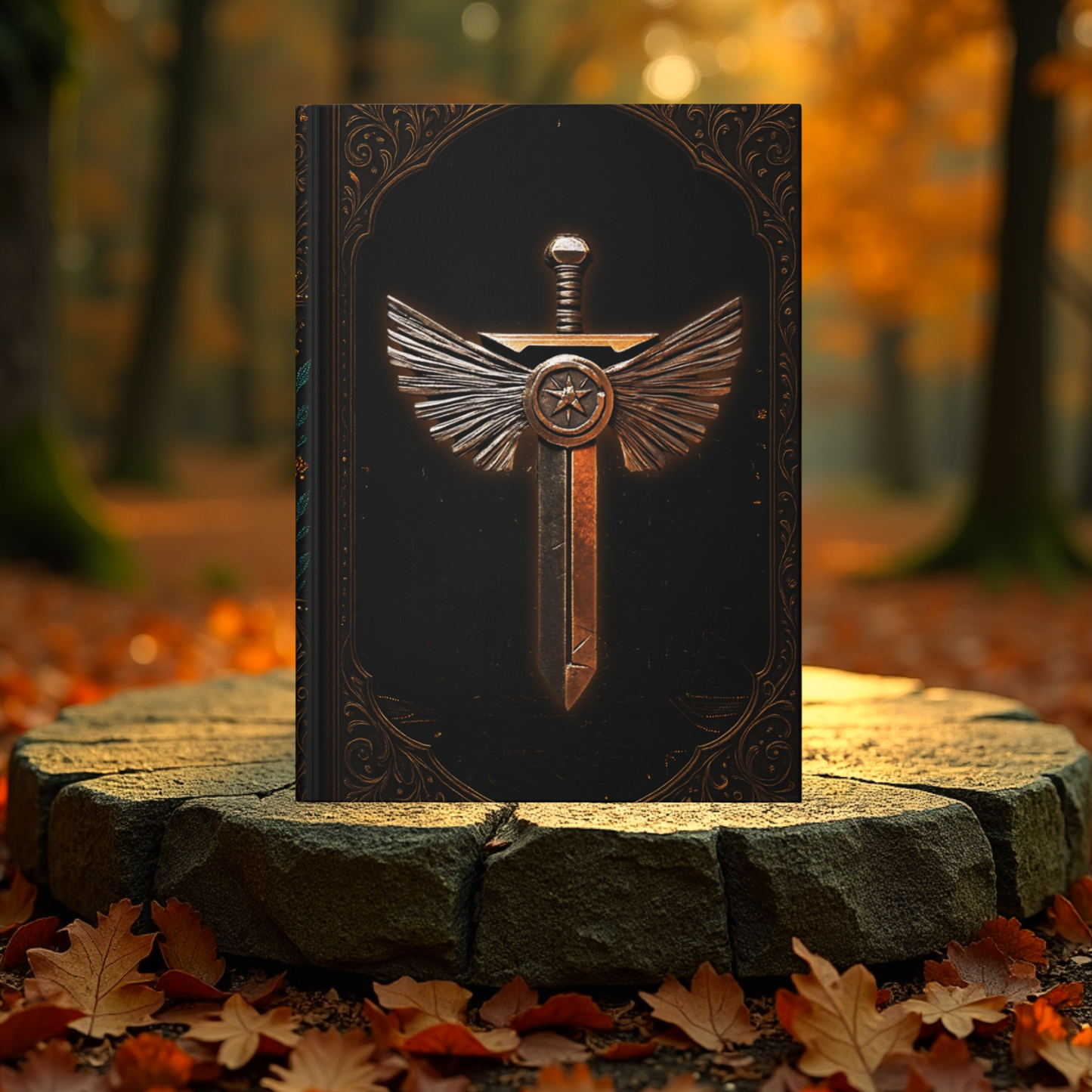 Winged Sword Journal – Fantasy RPG Notebook, Medieval Warrior Diary, Personalized Hardcover Journal, Gothic Book of Courage