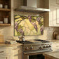 Wisteria Metal Kitchen Backsplash Panel, Stained Glass Inspired Wall Art