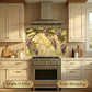 Wisteria Metal Kitchen Backsplash Panel, Stained Glass Inspired Wall Art
