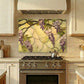 Wisteria Metal Kitchen Backsplash Panel, Stained Glass Inspired Wall Art
