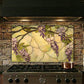 Wisteria Metal Kitchen Backsplash Panel, Stained Glass Inspired Wall Art