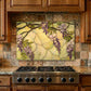 Wisteria Metal Kitchen Backsplash Panel, Stained Glass Inspired Wall Art