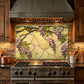 Wisteria Metal Kitchen Backsplash Panel, Stained Glass Inspired Wall Art