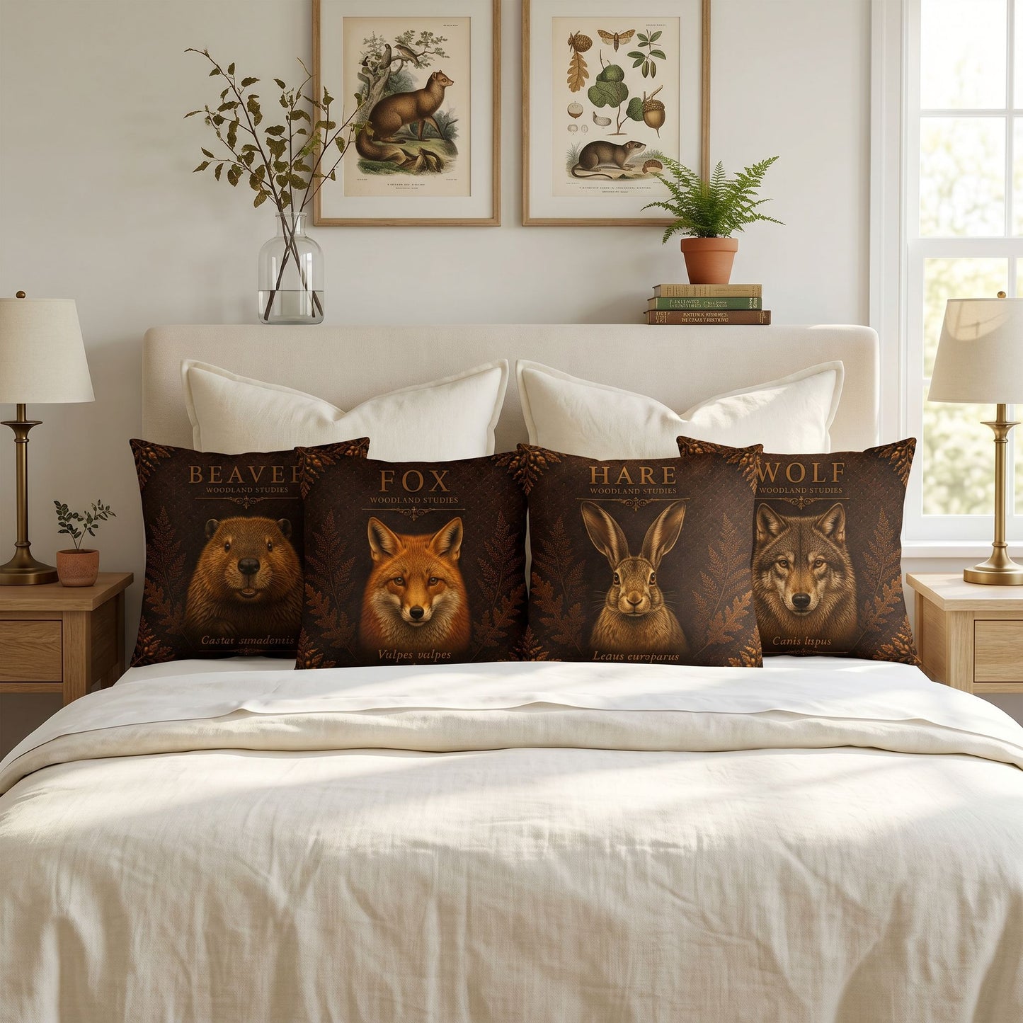 Fox Woodland Pillow, Rustic Throw Pillow, Cabin Decor Cushion, Lodge Style Accent, Wildlife Home Decor