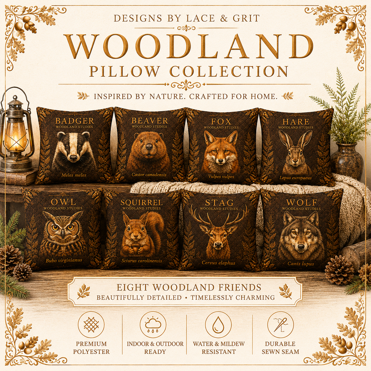 Fox Woodland Pillow, Rustic Throw Pillow, Cabin Decor Cushion, Lodge Style Accent, Wildlife Home Decor