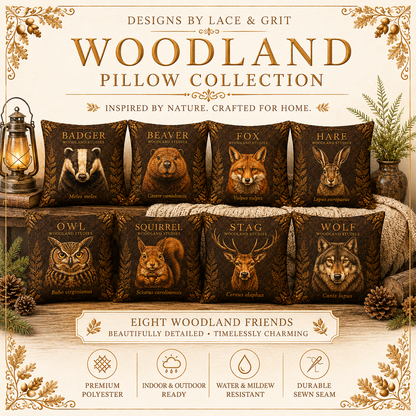 Wolf Woodland Pillow, Rustic Throw Pillow, Cabin Decor Cushion, Lodge Style Accent, Wildlife Home Decor