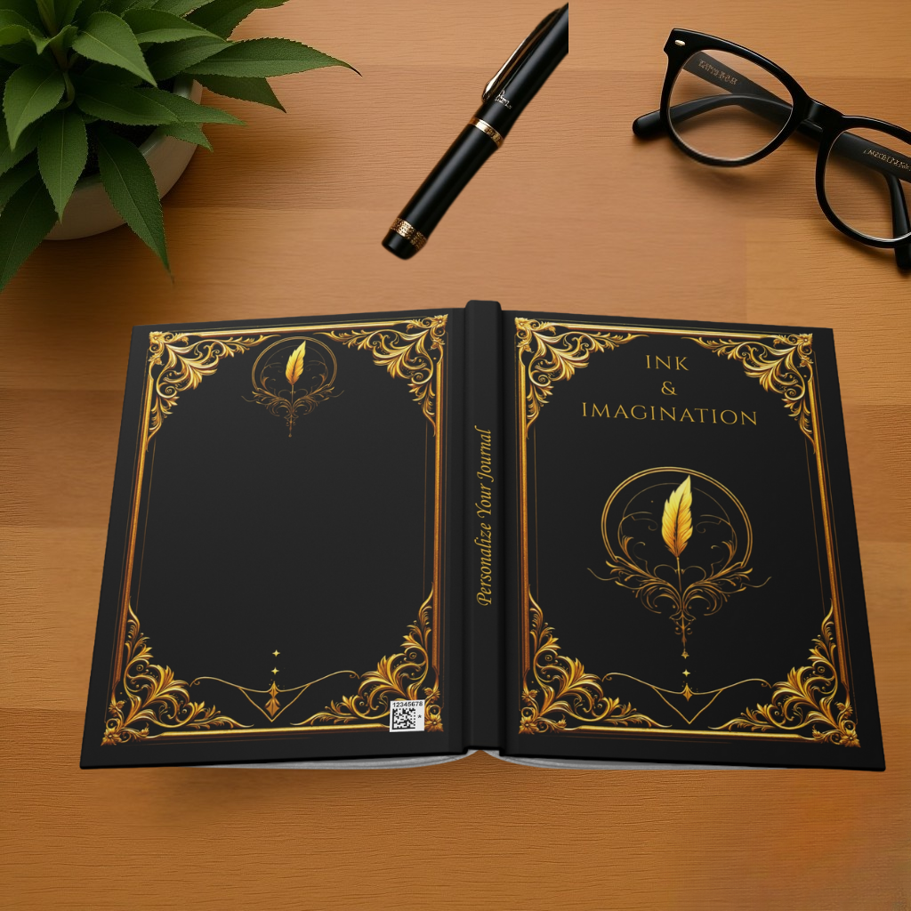 Golden Grimoire: Ink & Imagination – Hardcover Journal