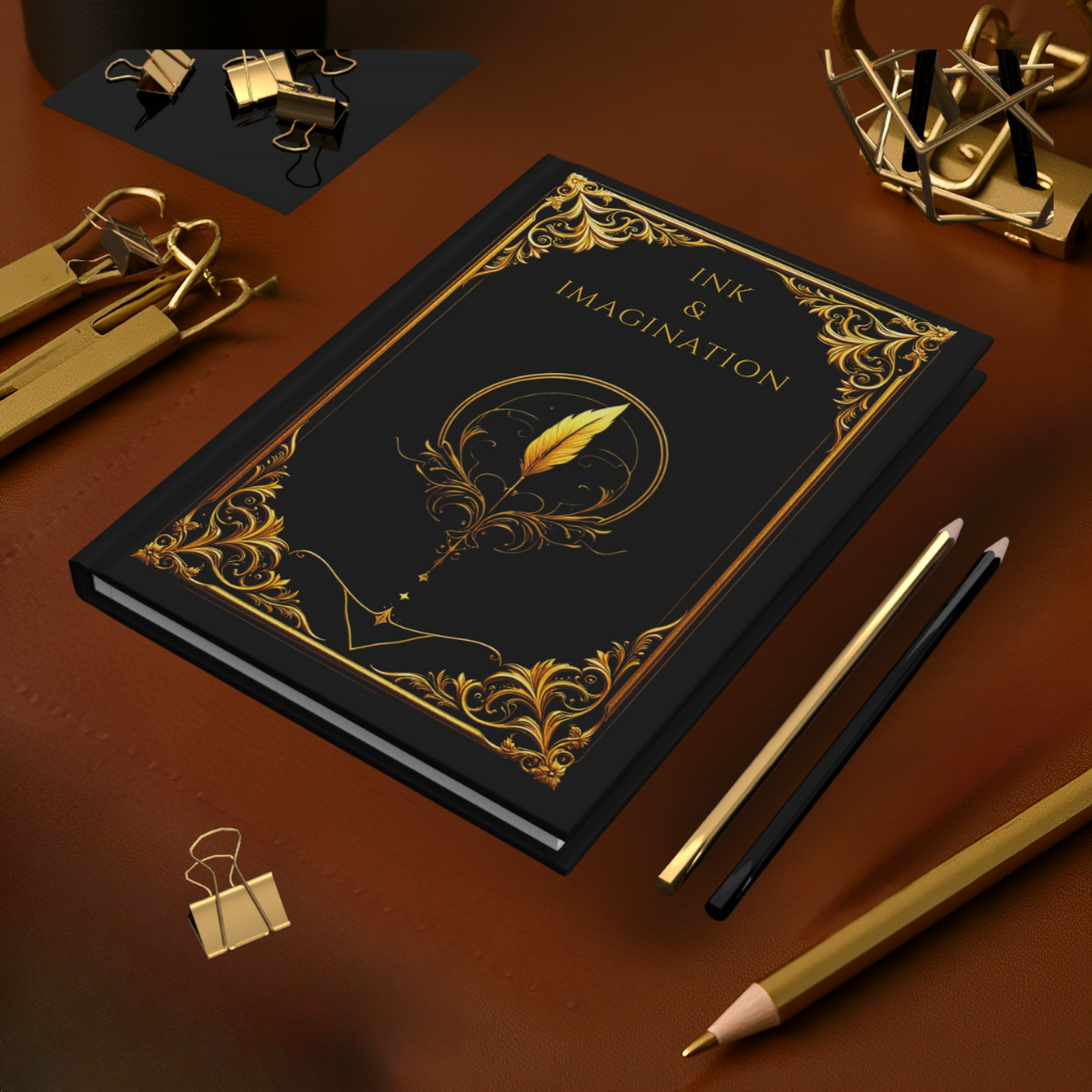 Golden Grimoire: Ink & Imagination – Hardcover Journal