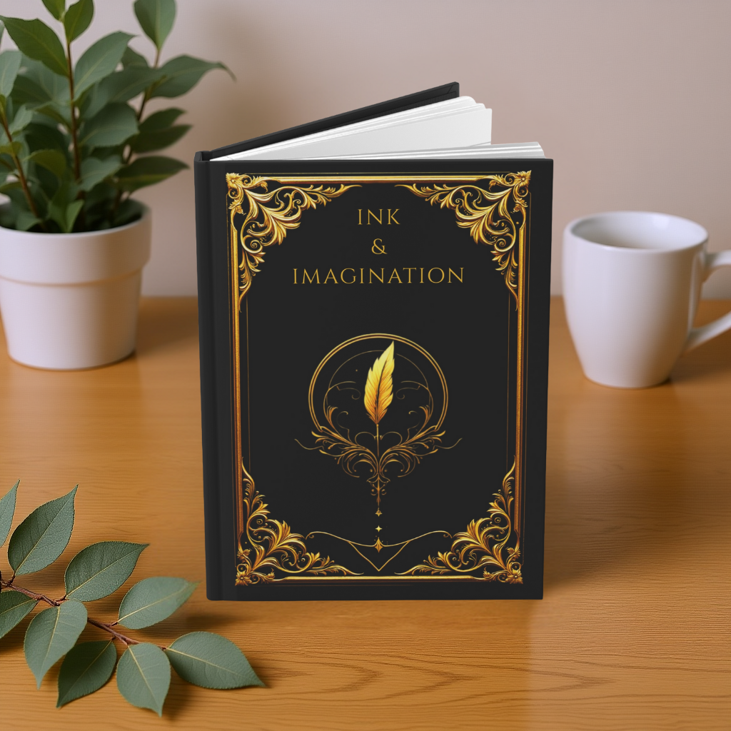 Golden Grimoire: Ink & Imagination – Hardcover Journal