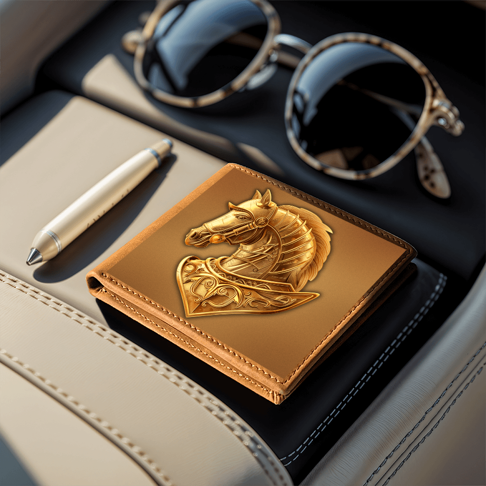 Knight's Order Horse Embossed Look Genuine Leather Wallet – Medieval Fantasy Gift for Men
