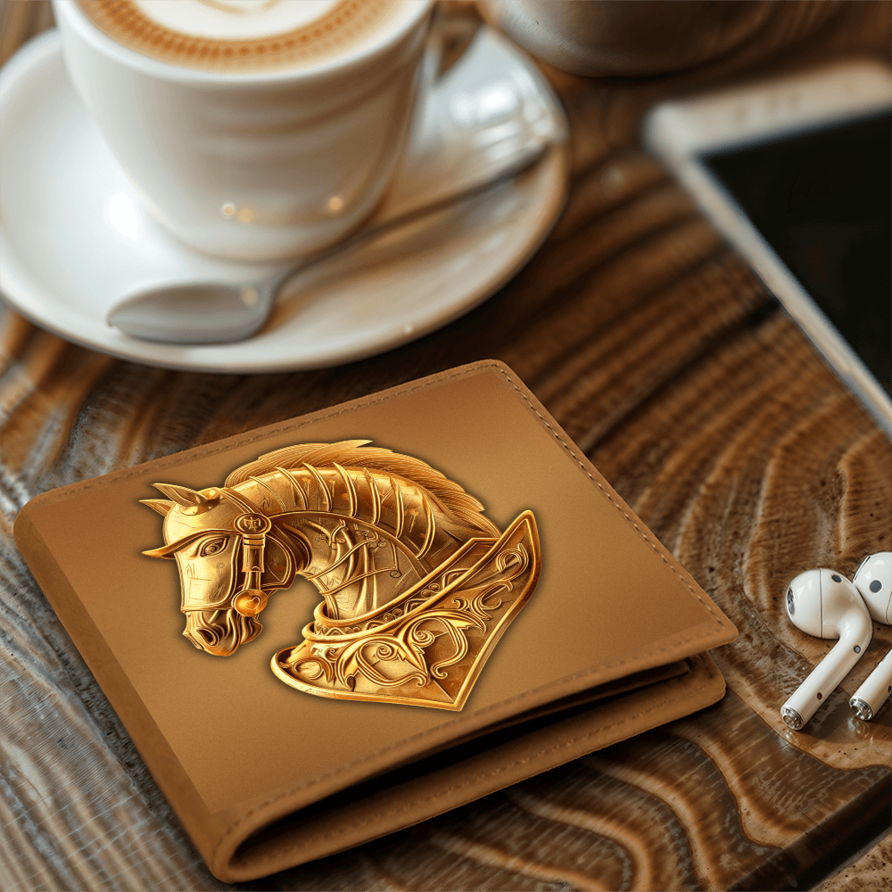 Knight's Order Horse Embossed Look Genuine Leather Wallet – Medieval Fantasy Gift for Men