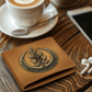Arcane Flame Sigil Embossed Look Genuine Leather Wallet – Mystical Fantasy Gift for Men
