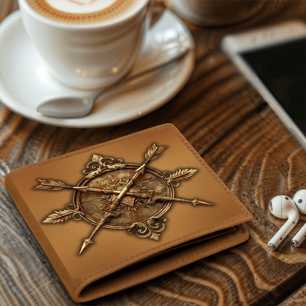 Armory Crossed Spears & Arrows Embossed Look Leather Wallet – Medieval Armory Collection