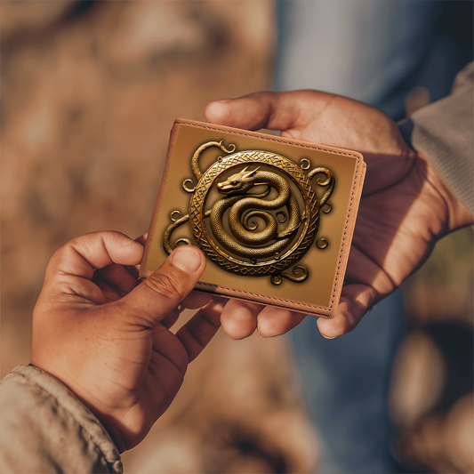 Arcane Serpent Ouroboros Embossed Look Genuine Leather Wallet – Fantasy Arcane Collection
