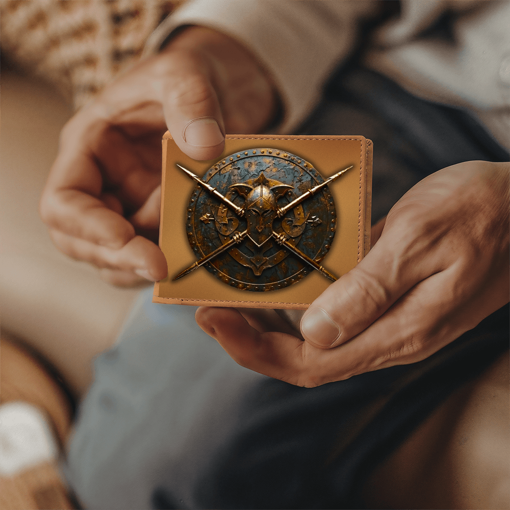 Armory Spartan Spear & Shield Embossed Look Genuine Leather Wallet – Medieval Armory Collection