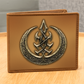 Arcane Flame Sigil Embossed Look Genuine Leather Wallet – Mystical Fantasy Gift for Men