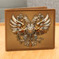 Heraldry Wallet – Embossed Look Double-Headed Eagle | Genuine Leather Fantasy Men's Bifold Wallet | Medieval Gift for Him
