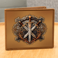 Armory Crossed Swords Embossed Look Genuine Leather Wallet – Medieval Fantasy Gift for Men