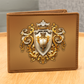 Knight's Order Crest Embossed Look Genuine Leather Wallet – Medieval Fantasy Gift for Men