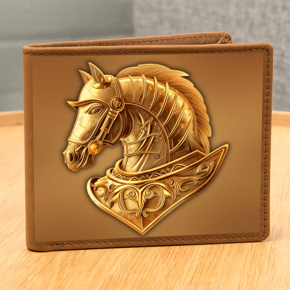 Knight's Order Horse Embossed Look Genuine Leather Wallet – Medieval Fantasy Gift for Men