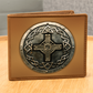 Knight's Order Cross Embossed Look Genuine Leather Wallet – Medieval Fantasy Gift for Men