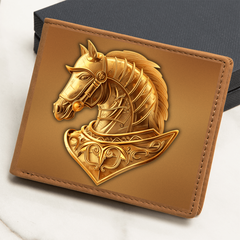 Knight's Order Horse Embossed Look Genuine Leather Wallet – Medieval Fantasy Gift for Men