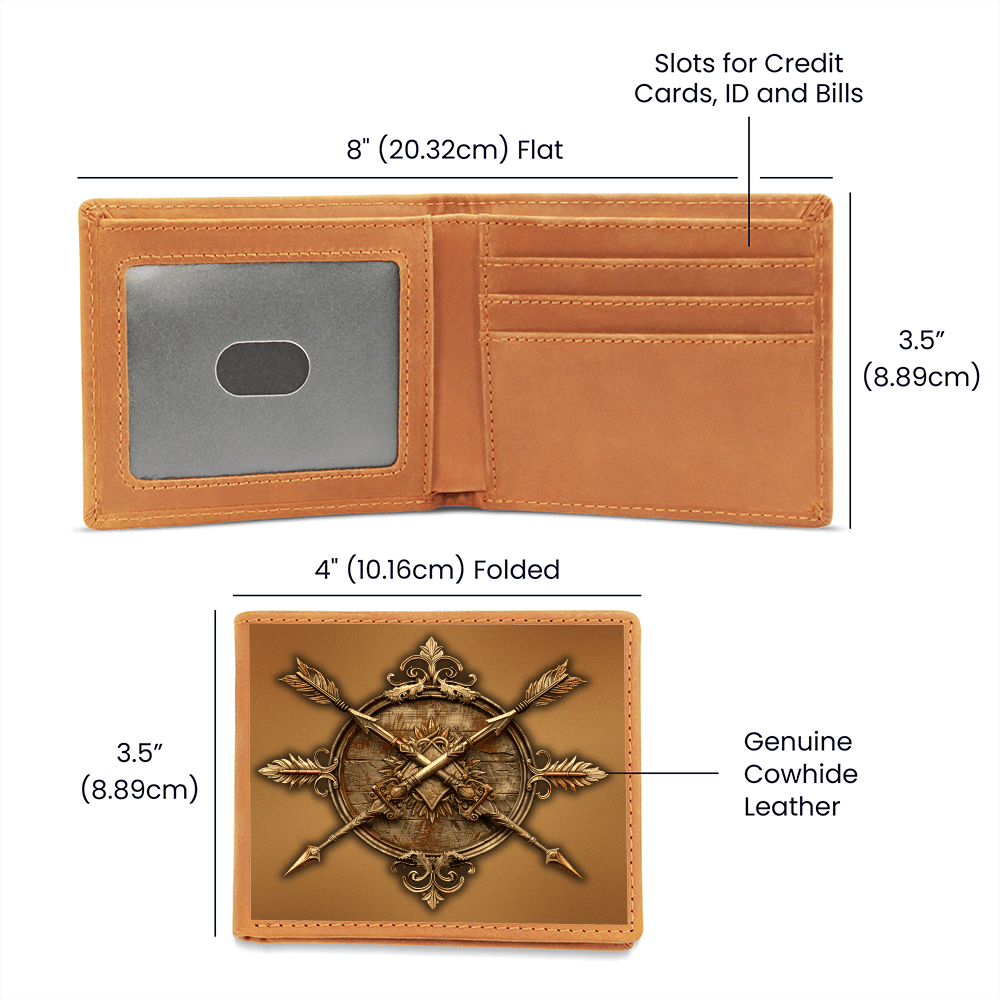 Armory Crossed Spears & Arrows Embossed Look Leather Wallet – Medieval Armory Collection