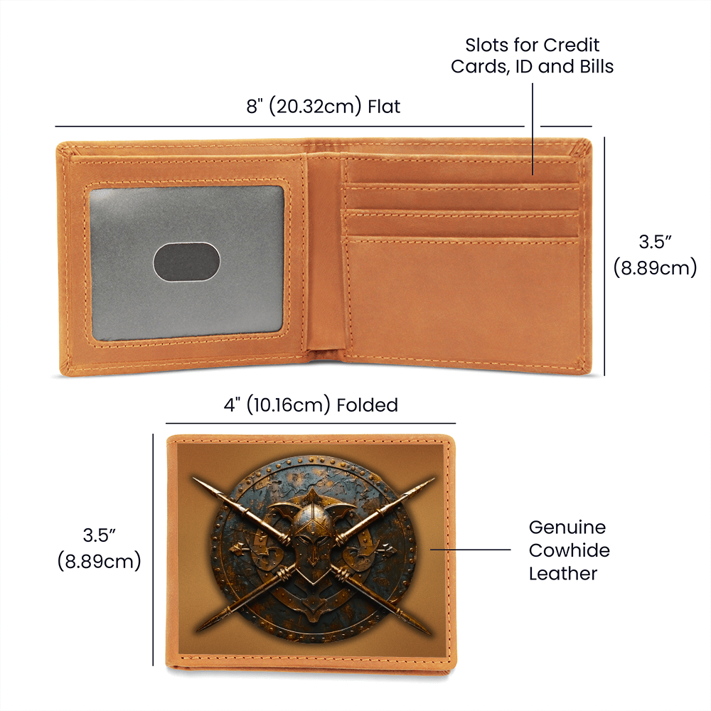 Armory Spartan Spear & Shield Embossed Look Genuine Leather Wallet – Medieval Armory Collection