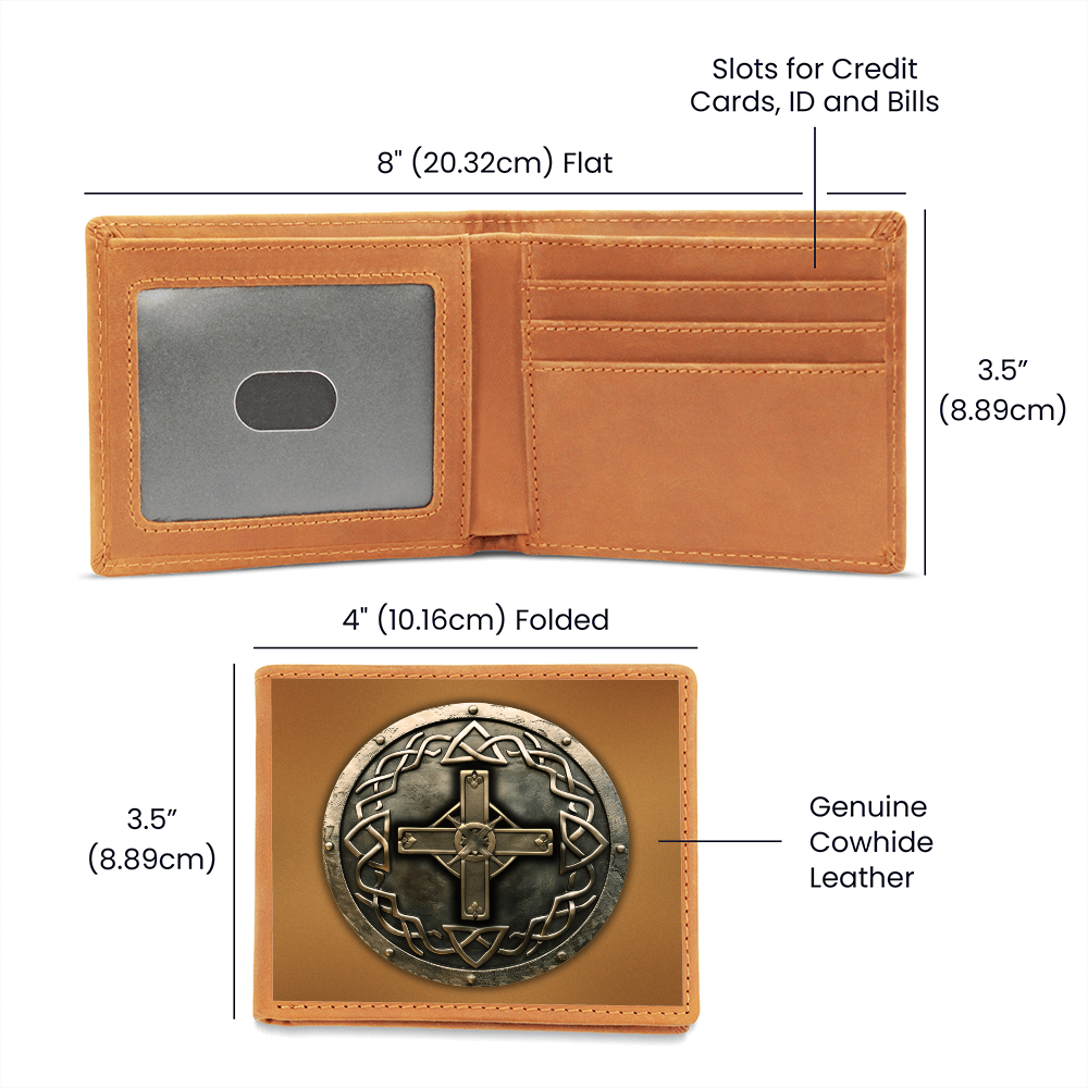 Knight's Order Cross Embossed Look Genuine Leather Wallet – Medieval Fantasy Gift for Men